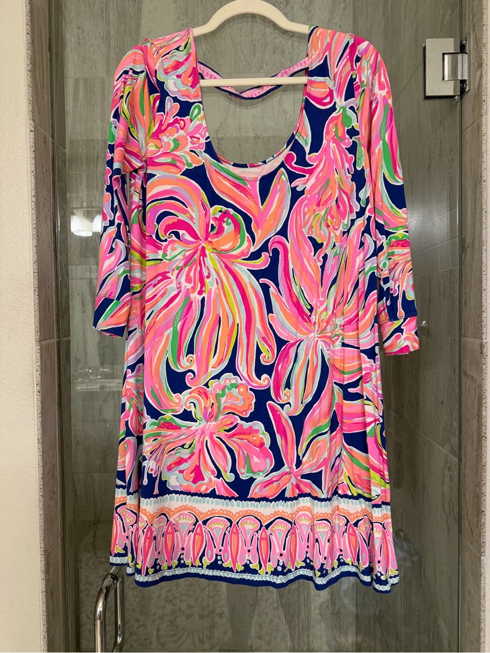 Lilly Pulitzer Navy Multicolor Floral Long-Sleeve Dress